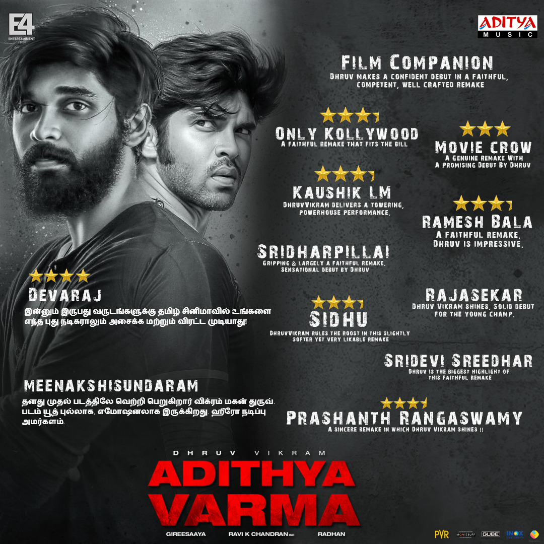 Adithya Varma Movie Reviews And Ratings Poster Social News XYZ