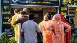 Jammu: Voters stand in a queue to cast their votes at a border polling station during the third phase of the Jammu & Kashmir Assembly elections on Tuesday, October 01, 2024. (Photo: IANS)