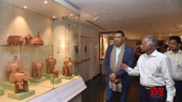 Varanasi: Jamaican Prime Minister Andrew Holness, along with his delegation, visits the Trade Facilitation Centre and Craft Museum in Varanasi on Wednesday, October 2, 2024. (Photo: IANS)