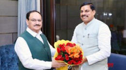 New Delhi: Madhya Pradesh Chief Minister Mohan Yadav meets Union Minister Jagat Prakash Nadda in New Delhi on Wednesday, October 2, 2024. (Photo: IANS)