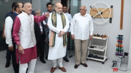 Ahmedabad: Union Home Minister Amit Shah with Gujarat Chief Minister Bhupendra Patel and others during the inauguration of various development projects, including healthcare, sanitation, and public infrastructure, in Ahmedabad on Friday, October 04, 2024. (Photo: IANS)