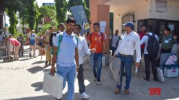 Jhajjar : Polling officials leave for their respective polling stations after collecting EVM and other election-related materials ahead of the Haryana assembly election in Jhajjar on Friday, October 04, 2024. (Photo: IANS)