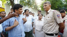 New Delhi: Delhi Minister Saurabh Bhardwaj, along with AAP MLAs and party workers, stages a protest outside the Raj Niwas, the Lieutenant Governor's residence, over the issue of reinstatement of bus marshals in New Delhi on Saturday, October 5, 2024. (Photo: IANS/@AamAadmiParty)