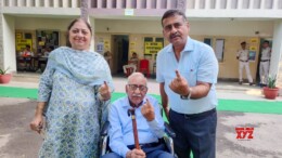 Faridabad: Voters show their ink-marked fingers after casting their vote during the Haryana assembly election in Faridabad on Saturday, October 05, 2024. (Photo: IANS)