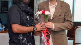 Srinagar: AAP candidate from Doda constituency, Mehraj Malik meets Chief Minister Omar Abdullah in Srinagar on Friday, October 18, 2024. (Photo: IANS)