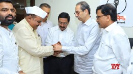 Mumbai: Former MLA of Radhanagari Vidhan Sabha in Kolhapur Krishnarao Patil joins Shivsena in the presence of party chief Uddhav Thackeray at Matoshree in Mumbai on Wednesday, October 23, 2024. (Photo: IANS)