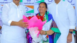 Mumbai: Congress sitting MLA from Amravati, Sulabha Khodake, joins the National Congress Party (NCP) in the presence of Deputy Chief Minister of Maharashtra, Ajit Pawar and party leader Praful Patel in Mumbai on Wednesday, October 23, 2024. (Photo: IANS)