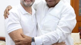 New Delhi: Congress MP and Leader of Opposition in Lok Sabha Rahul Gandhi greets Congress President Mallikarjun Kharge as he completes two years in office on Saturday, October 26, 2024. (Photo: IANS)