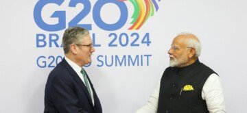 PM in a bilateral meeting with the Prime Minister of United Kingdom, Mr. Keir Starmer during G20 Summit at Rio de Janeiro, in Brazil on November 18, 2024.