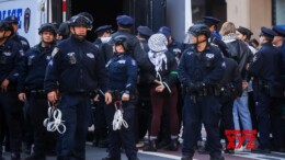 (250312) -- NEW YORK, March 12, 2025 (Xinhua) -- New York Police Department (NYPD) officers arrest demonstrators during a protest against the Donald Trump administration's policies on the Middle East, campus protests and immigration in New York City, the United States, March 11, 2025.
  Hundreds of pro-Palestine protesters on Tuesday staged a rally and march in New York City in protest of the Donald Trump administration's policies on the Middle East, campus protests and immigration.
  Protesters took to the streets and marched to the City Hall in Lower Manhattan from Washington Park in the afternoon, with a dozen of them detained by the police. (Photo by Michael Nagle/Xinhua)