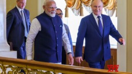 Moscow : Prime Minister Narendra Modi and Russian President Vladimir Putin during a meeting at the Kremlin in Moscow, Russia, Tuesday, July 9, 2024. (Photo: IANS/@narendramodi)