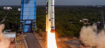 Sriharikota: ISRO's SSLV carrying the observation satellite EOS-08 lifts off from the spaceport at Satish Dhawan Space Centre in Sriharikota, Andhra Pradesh, on Friday, August 16, 2024. (Photo: IANS/@isro)